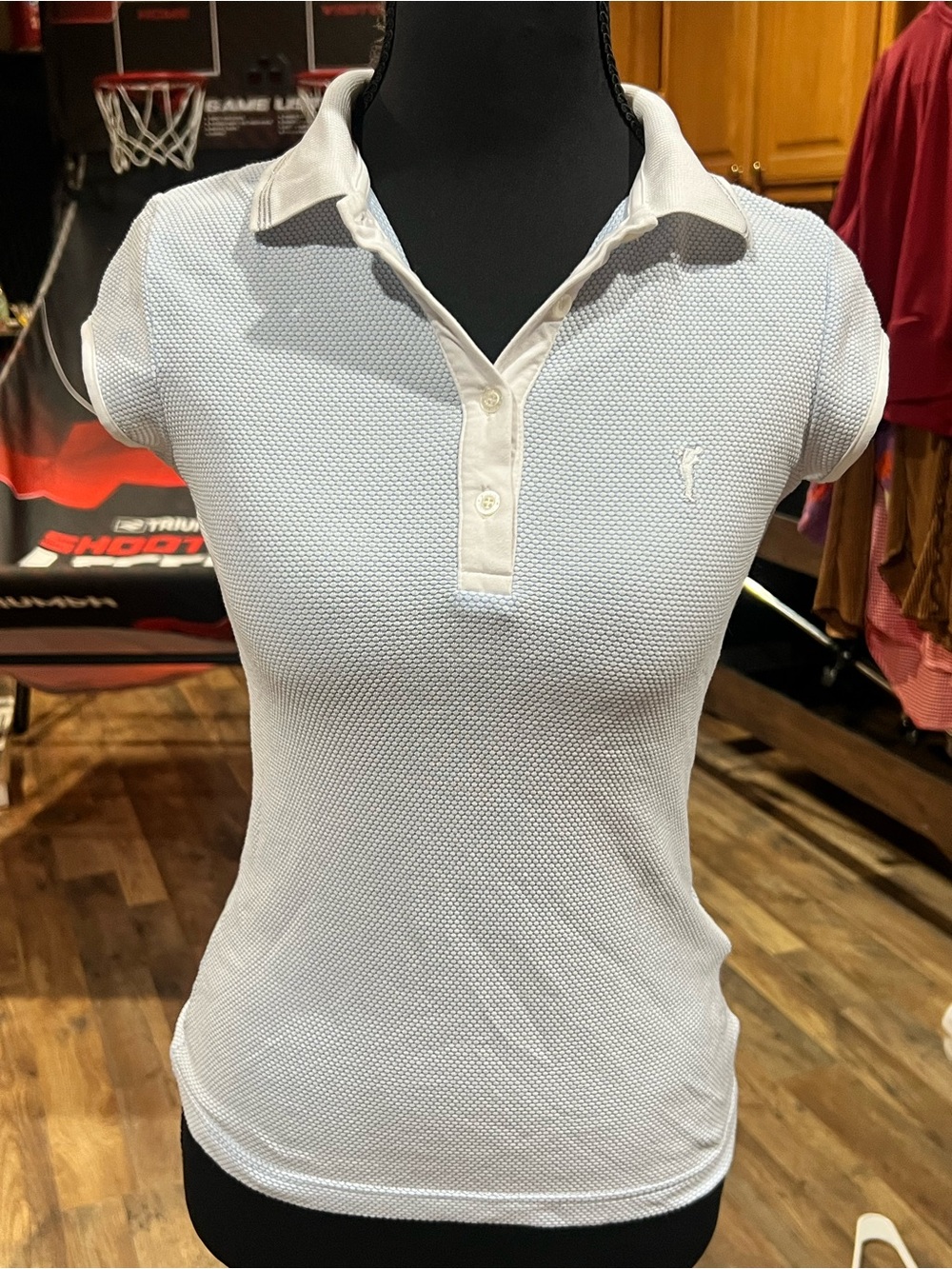 Women’s White Polo-Style Short Sleeve Top by (unbranded)
